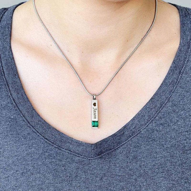 Personalized Memorial Ashes Necklace with Birthstone Option - Cremation Pendant