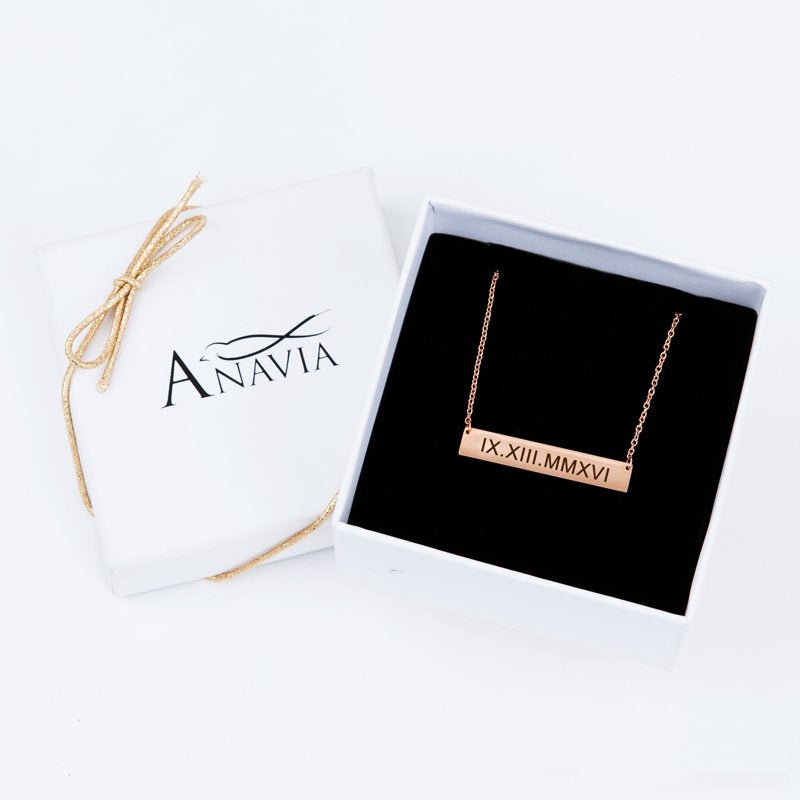 Personalized Bar Necklace for Mom Women Engravable Name Jewelry Gift in Rose Gold, Silver, Gold