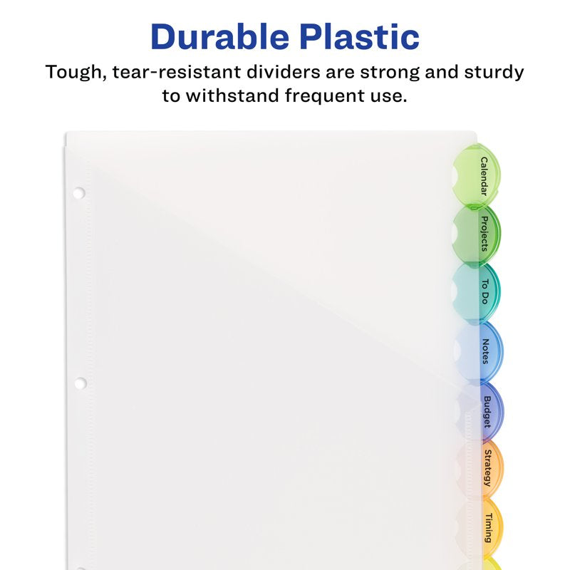 Plastic Divider Set with Big Oval Tabs for Organization, 8-Tab, Color