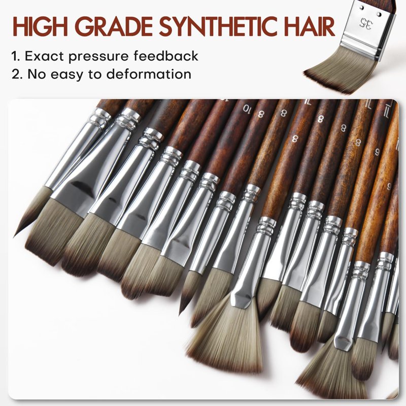 25-Piece Artist Paint Brush Set with Synthetic Acrylic Brushes for Canvas & Oil Painting