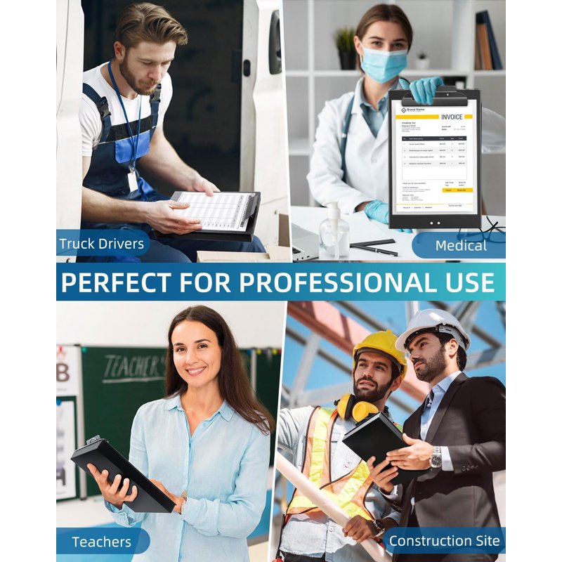 Heavy Duty Aluminum Clipboard with Dual Storage & Pen Holder - Letter Size