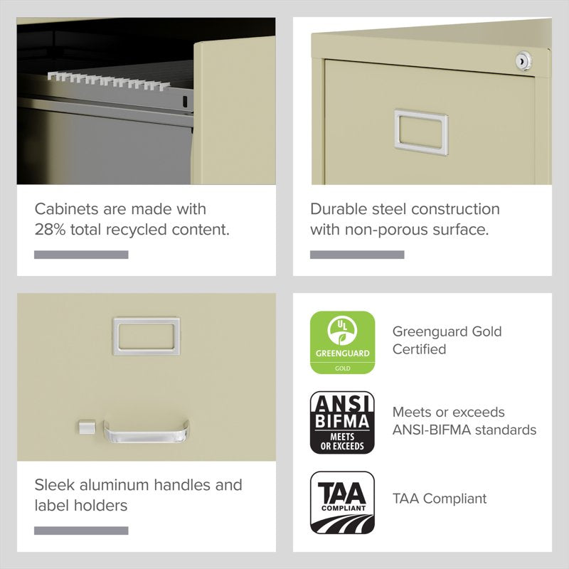 Deep Metal 4-Drawer Letter Size File Cabinet - Commercial Office Storage