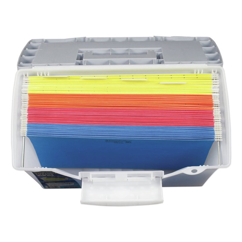 Portable File Box with Organizer Lid - 12x14.5x10.5 Inches, Plastic, Clear