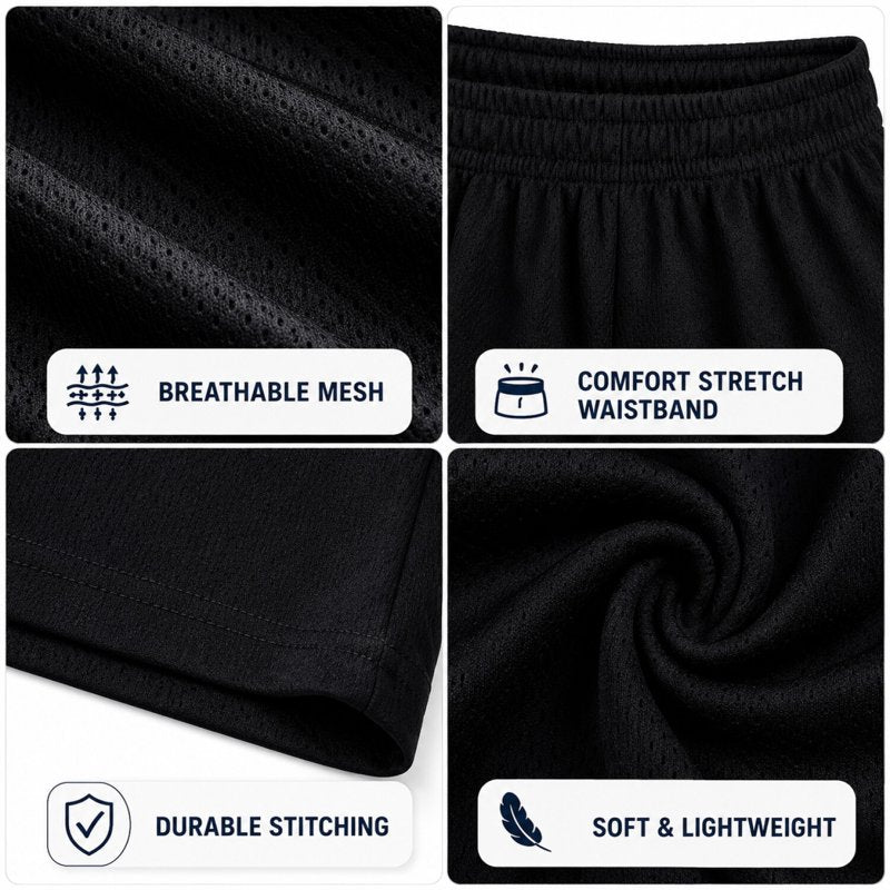 Kids Boys Active Mesh Shorts 3 Pack Lightweight Performance Athletic Shorts