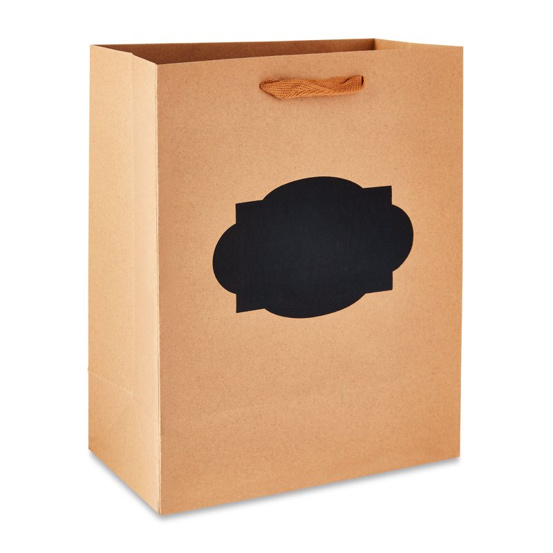 Large Kraft Gift Bags with Chalk Label - Set of 13, 8x10 Inches