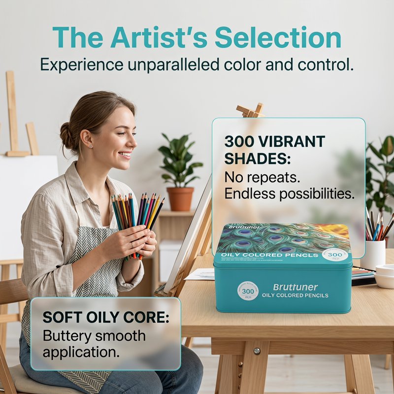 300 Colored Pencils Set Oil-Based Art Drawing Pencils for Sketching & Blending