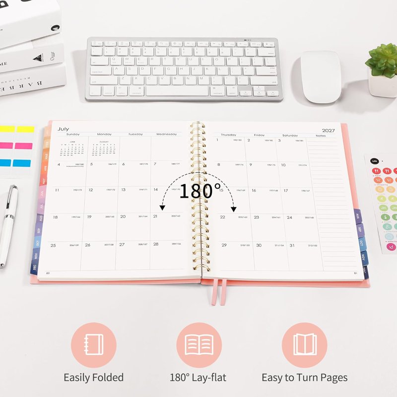 2026-2027 Monthly Planner with Tabs, A5 Size, Flexible Cover, Agenda & Calendar