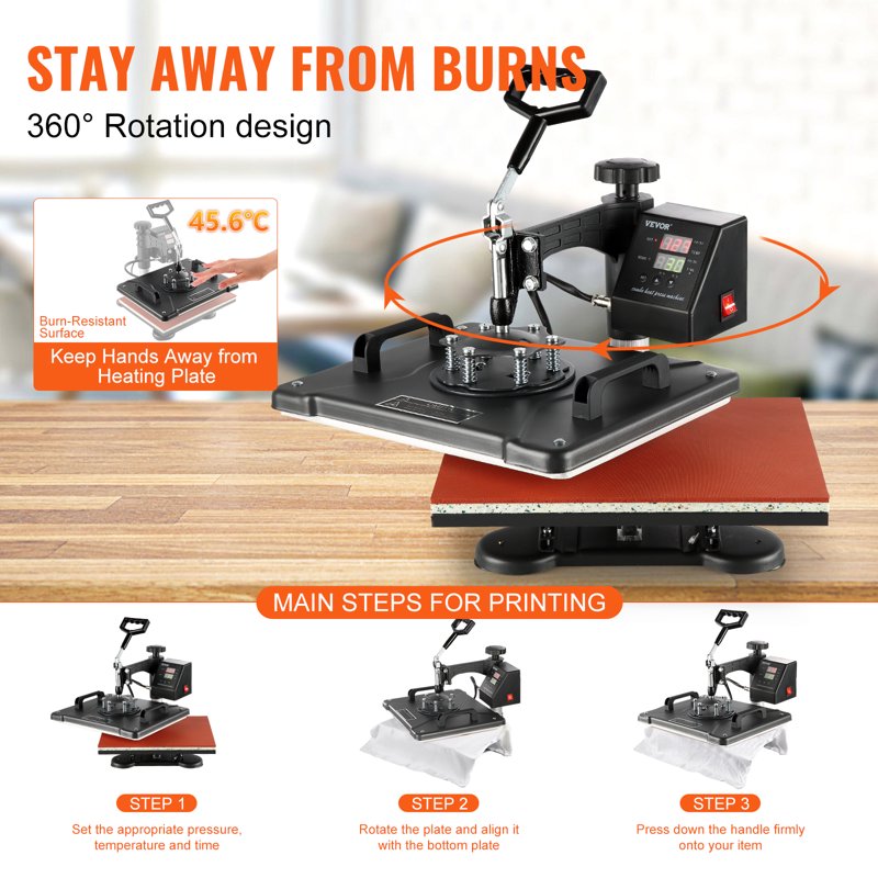 8-in-1 Digital Heat Press Machine 12x15 Inch for T-Shirts Mugs Hats