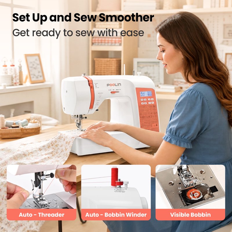 Computerized Sewing Machine with 293 Stitches LCD Screen & Extension Table