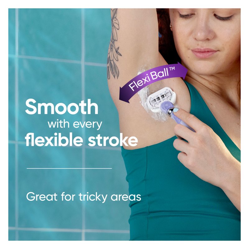Women’s Razor with 5 Blades & Flexiball Handle - Refillable, Purple