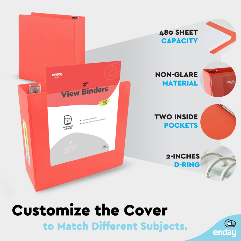 2 Inch Binder with 3 Rings and Pockets - Multi-Color Office & School Organization