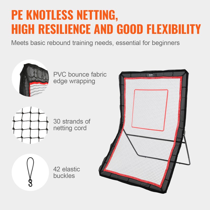 5x7ft Lacrosse & Baseball Rebounder Net with Adjustable Angle Practice Training Wall