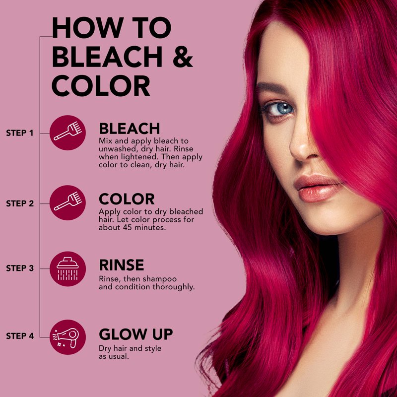Semi-Permanent Hair Color Kit with Bleach - Multiple Shades