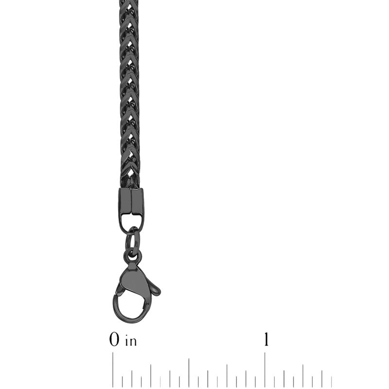 Men's Black Stainless Steel Franco Chain Necklace - Durable & Stylish