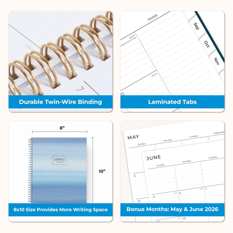 2026-2027 Academic Year Monthly Planner Calendar 8x10 - July to June