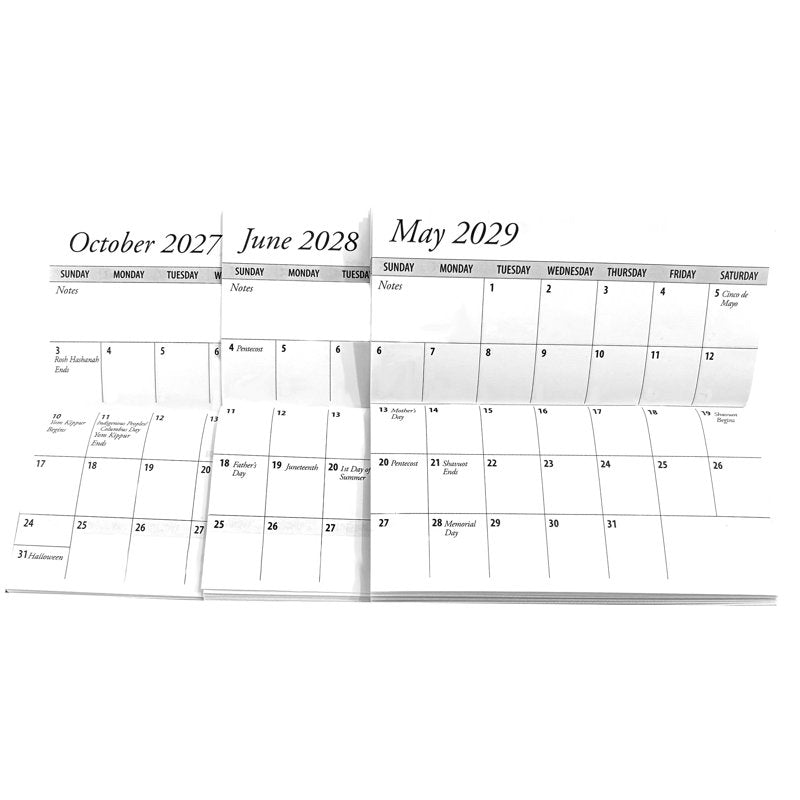 3-Year Pocket Calendar Planner with Notepad USA Made by WINGS Craft