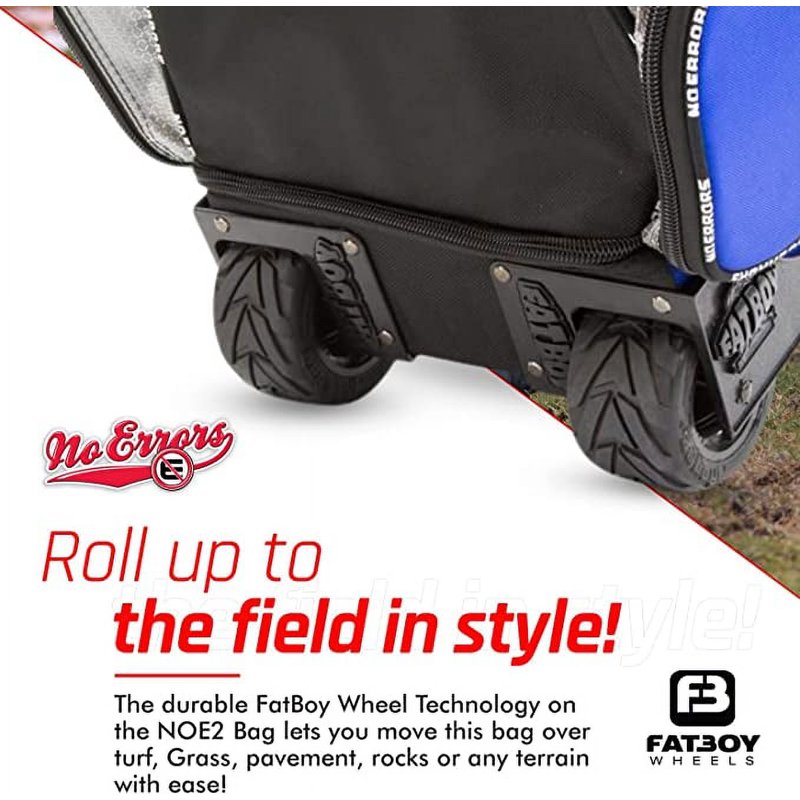 No Error Sports Baseball Bat Bag with Wheels - Spacious 15-Pocket Gear Organizer
