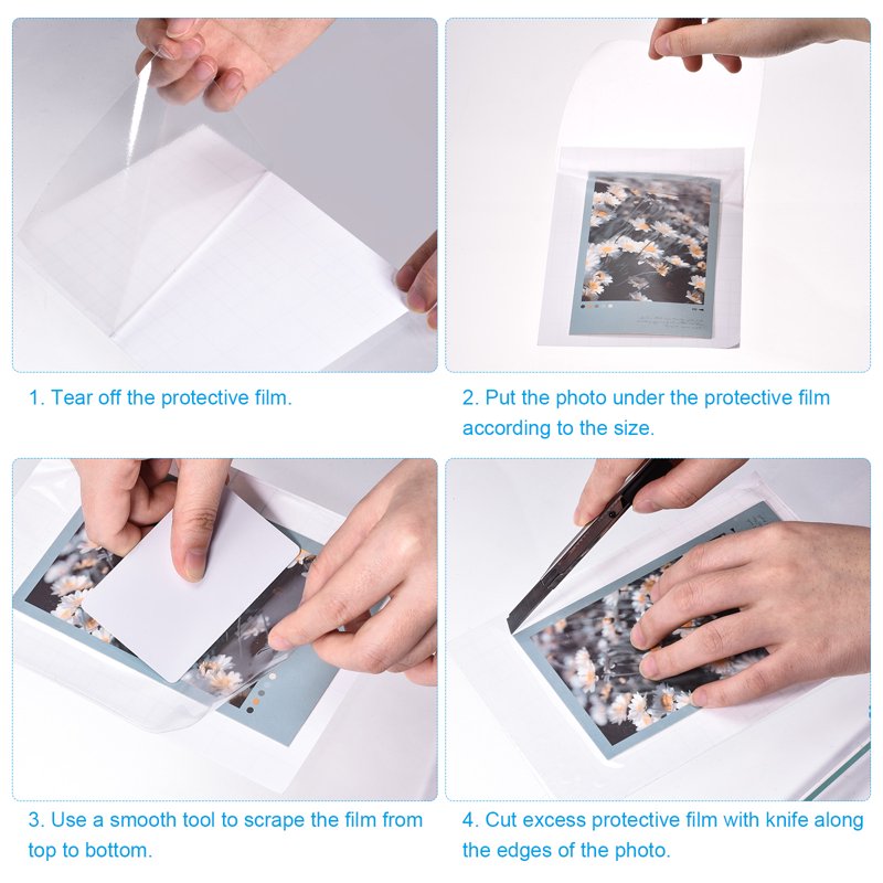 Self-Adhesive Cold Laminating Film Sheets 8.5x11 Inch for Photos & Menus - 4 Pack