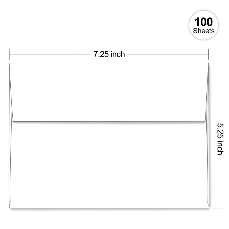 A7 Self Seal Envelopes 100 Pack - 5x7 Inches for Invitations & Cards
