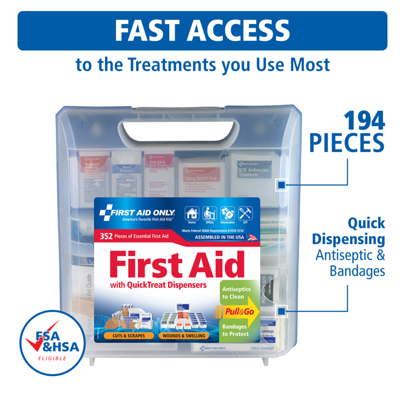 352-Piece Emergency First Aid Kit with Dispenser for Home, Work & Travel