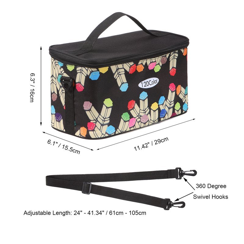 Marker Pen Organizer Case with Multiple Compartments and Carry Handle - Holds 120 Markers