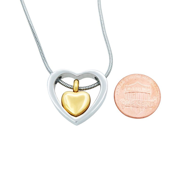 Floating Heart Cremation Jewelry Necklace with Keepsake Pendant - Multiple Colors