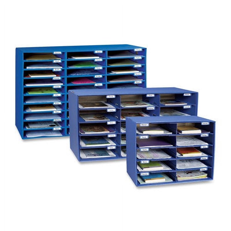 Classroom Mailbox Organizer with 15 Slots - Blue, 12.88 x 31.5 inches
