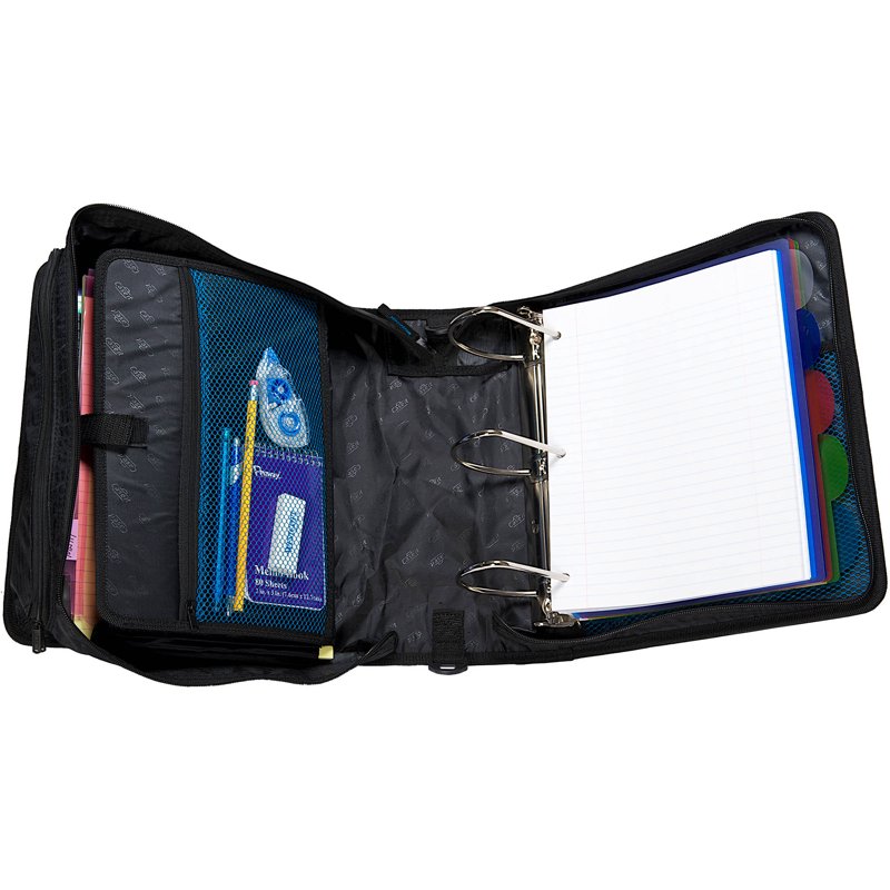 Large Capacity Zipper Binder with 4-Inch D-Rings and Organizer Pockets