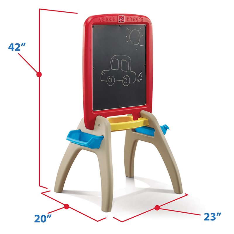 Kids Art Easel with Magnetic Whiteboard and Chalkboard - Double-Sided Toddler Art Station