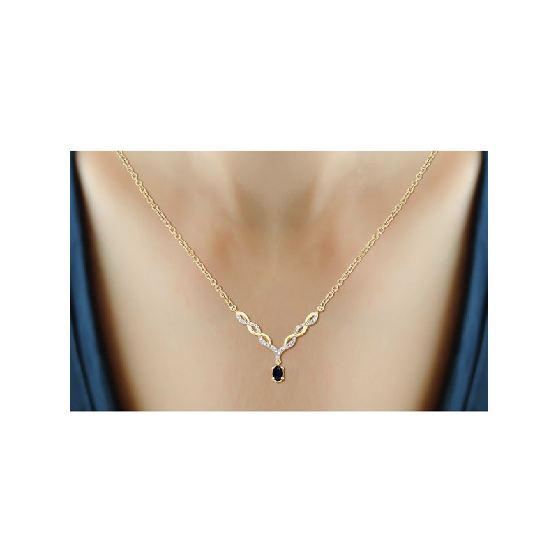 Women's Sapphire Pendant Necklace with Diamonds - 0.67 Carat T.G.W. Jewelry