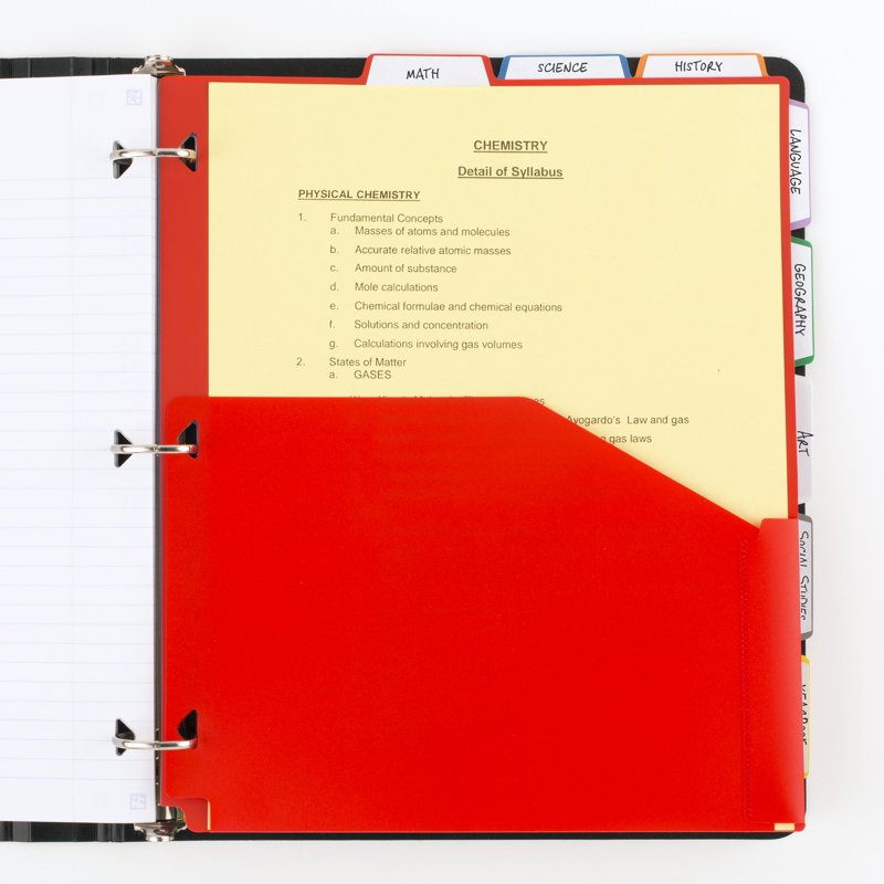 8-Pack Durable Plastic Binder Dividers with Pocket - Write-On/Wipe-Off Tabs