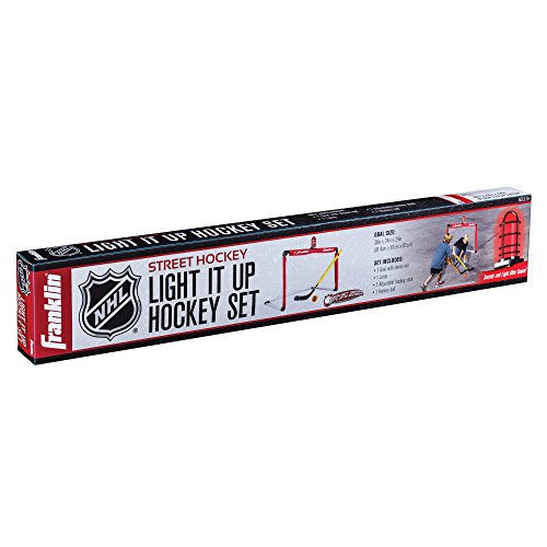 Mini Hockey Goal Set with Light-Up Net, Stick & Ball - Indoor Floor & Knee Hockey