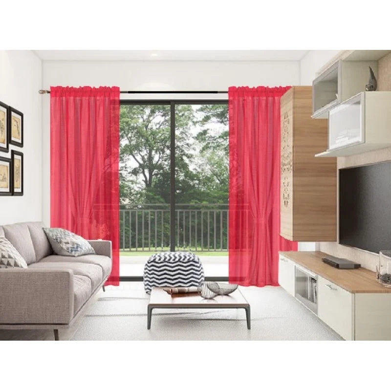 Faux Silk Semi-Sheer Window Curtains 2-Pack - Light Filtering Privacy