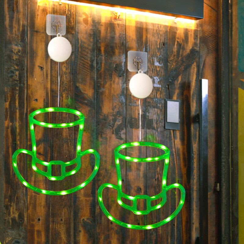 Leprechaun Hat LED Window Lights for St Patrick's Day Indoor Outdoor Decor