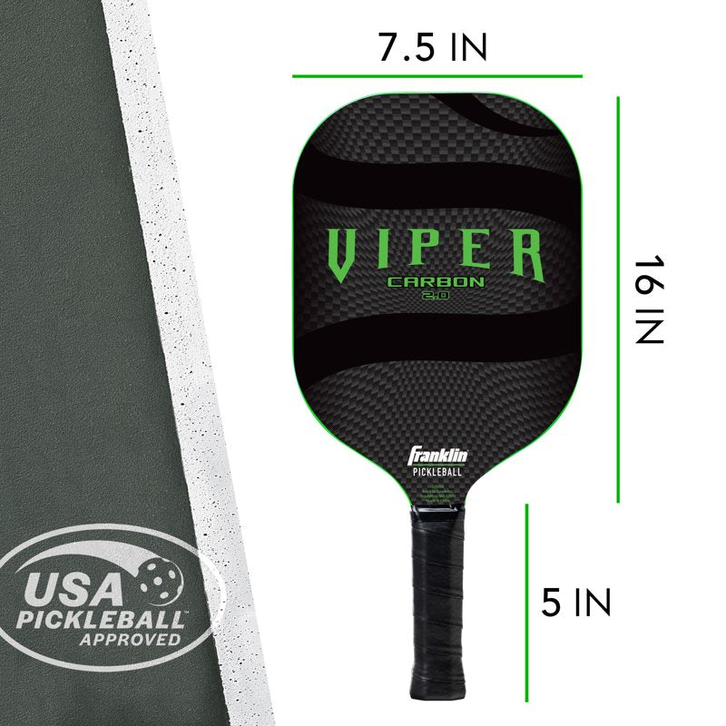 Viper Pickleball Paddle with 13mm Poly Core – Carbon Honeycomb, Edgeless 7.5oz