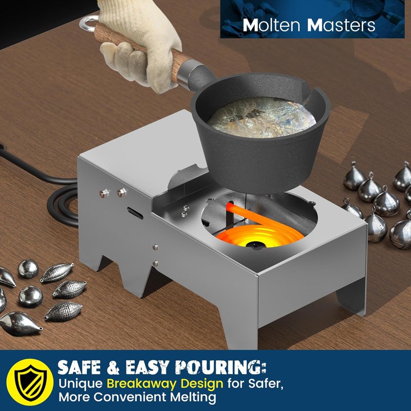 Electric Lead Melting Pot 5lb for Fishing Sinkers & Metal Casting - Safety Micro Switch