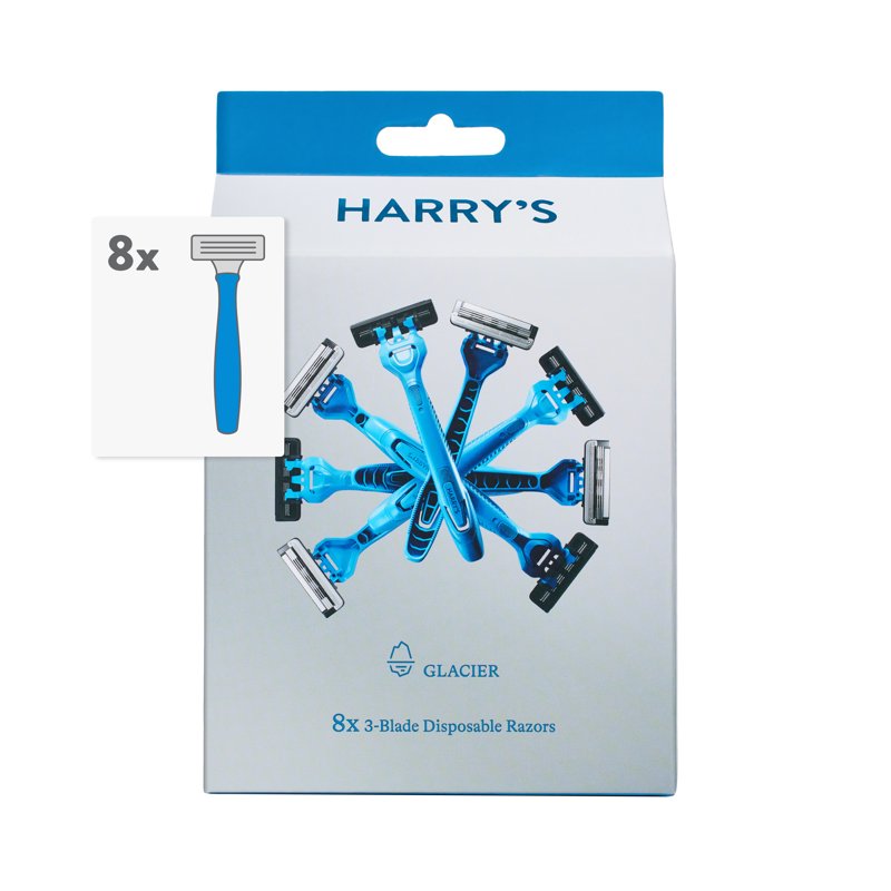 Men's Disposable Razors 3-Blade Pack - Glacier Blue, Recycled Handle