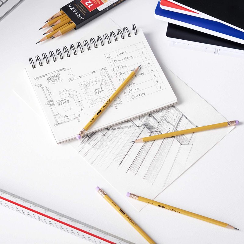 Bulk Wood Cased Pencils #2 HB - Pre-Sharpened, Break-Resistant Lead for Drawing & Writing