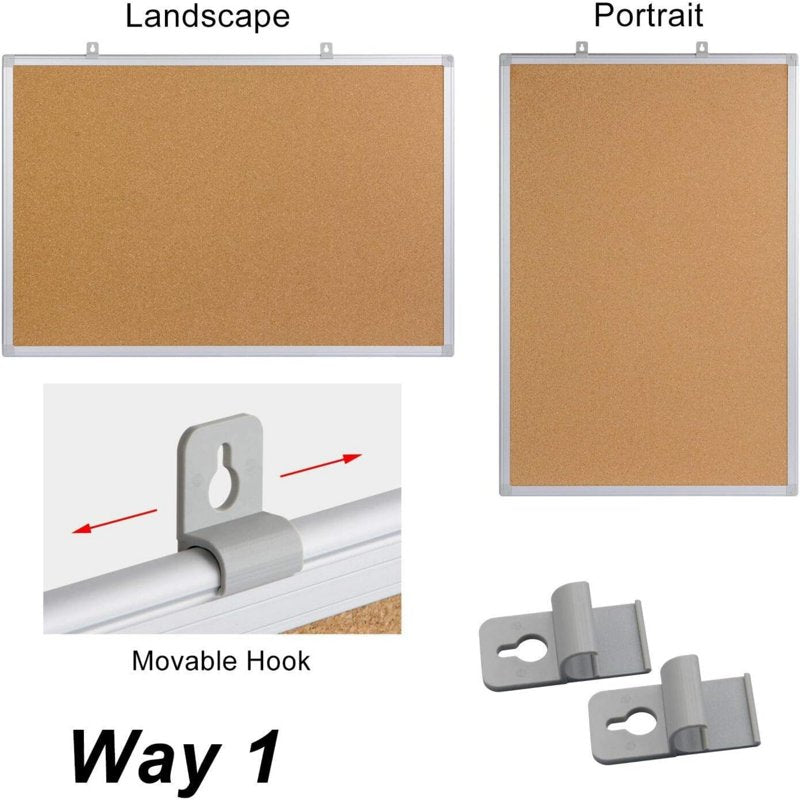 48x36 Inch Cork Bulletin Board with Aluminum Frame and 15 Pushpins - Wall Mount Office & Home Decor