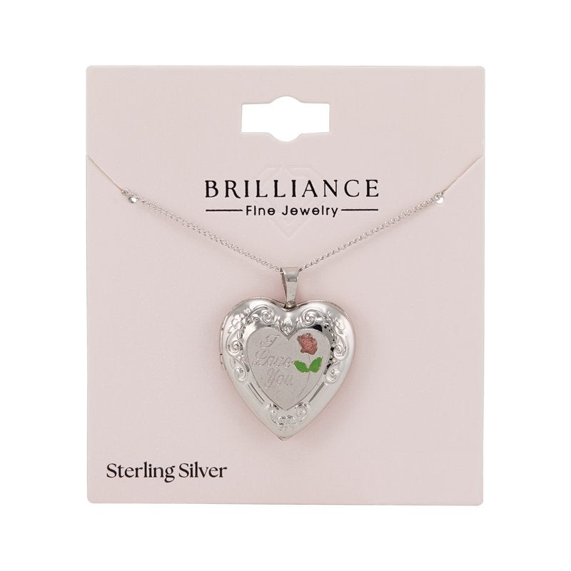 Sterling Silver Heart Locket Necklace with