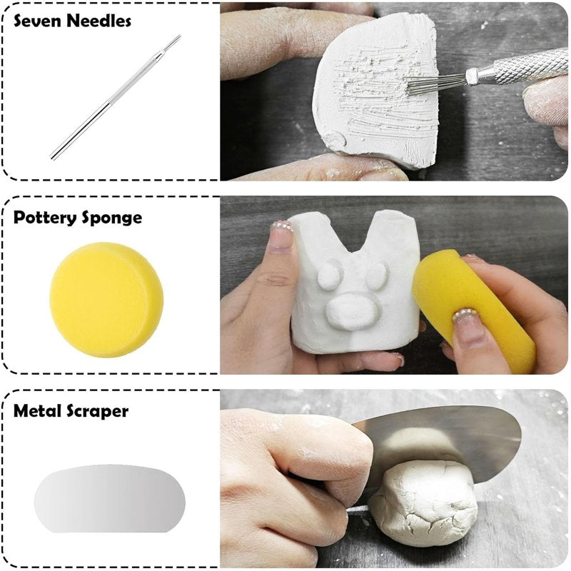 Air Dry Clay Glaze and Sculpting Tool Kit - Gloss Varnish and 29pcs Modeling Tools