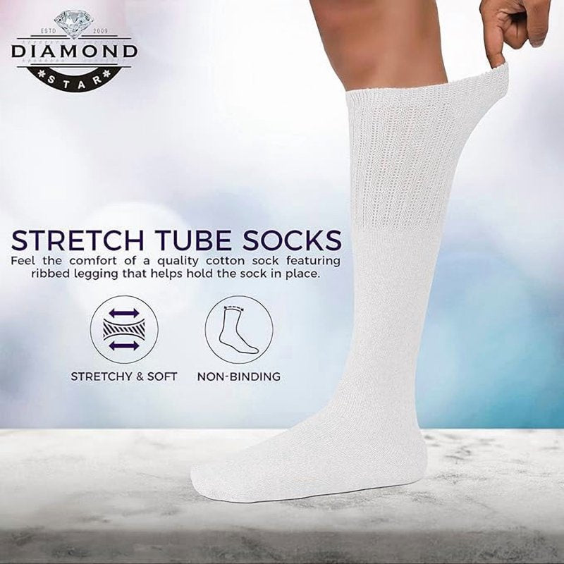 Men's Cushioned Over-the-Calf Athletic Tube Socks - 6 Pairs, Breathable Cotton Blend
