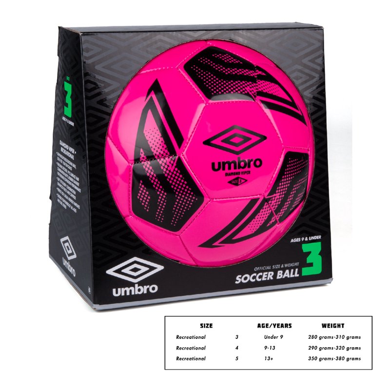 (4 Pack) Umbro Diamond Viper Soccer Ball Size 3 – Pink | For Practice & Youth (Ages 4-9)