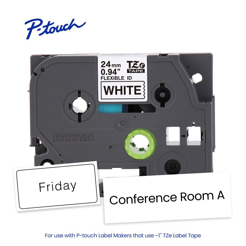 Brother Laminated Label Tape for P-touch Label Makers, 1in x 26.2ft, Black on White, Durable Indoor & Outdoor Use