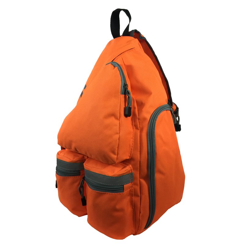 Unisex Reflective Sling Backpack Bright Orange Safety Daypack Travel Bag