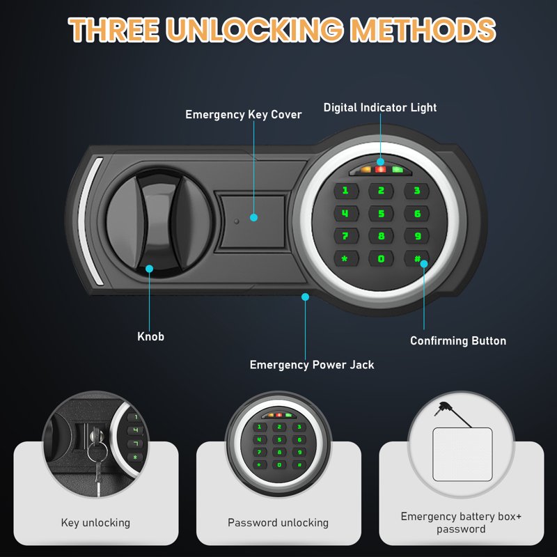 Large Fireproof Waterproof Safe with Electronic Keypad and Dual Alarm - 6 Cub Ft