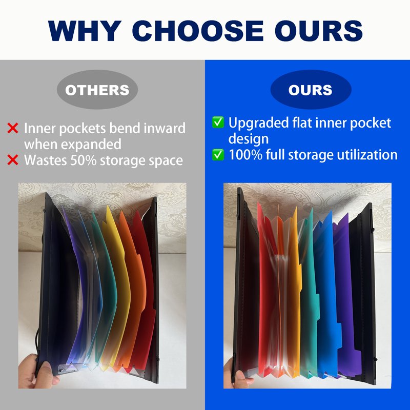 Heavy-Duty Plastic Hanging File Folders with Retractable Hook, Multi-Color Tabs, Letter Size, Large Capacity