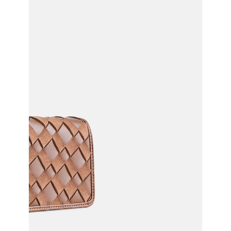 Women's Woven Bifold Wallet with Snap Closure and Removable Pouch