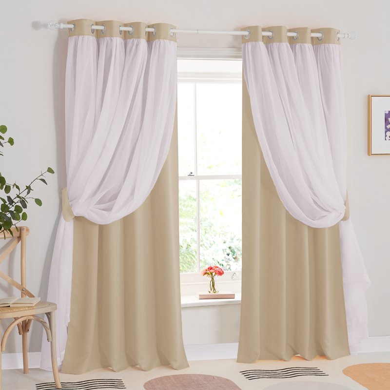 Blackout Double Layer Curtains with Grommet Top - Thermal Insulated Room Darkening Drapes for Kids Room