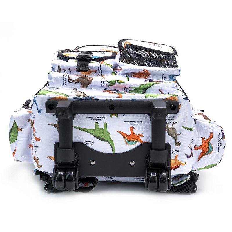 Unisex Rolling Backpack for School Travel and Commuting - Dinosaur Print, 18.5x13x6 Inches